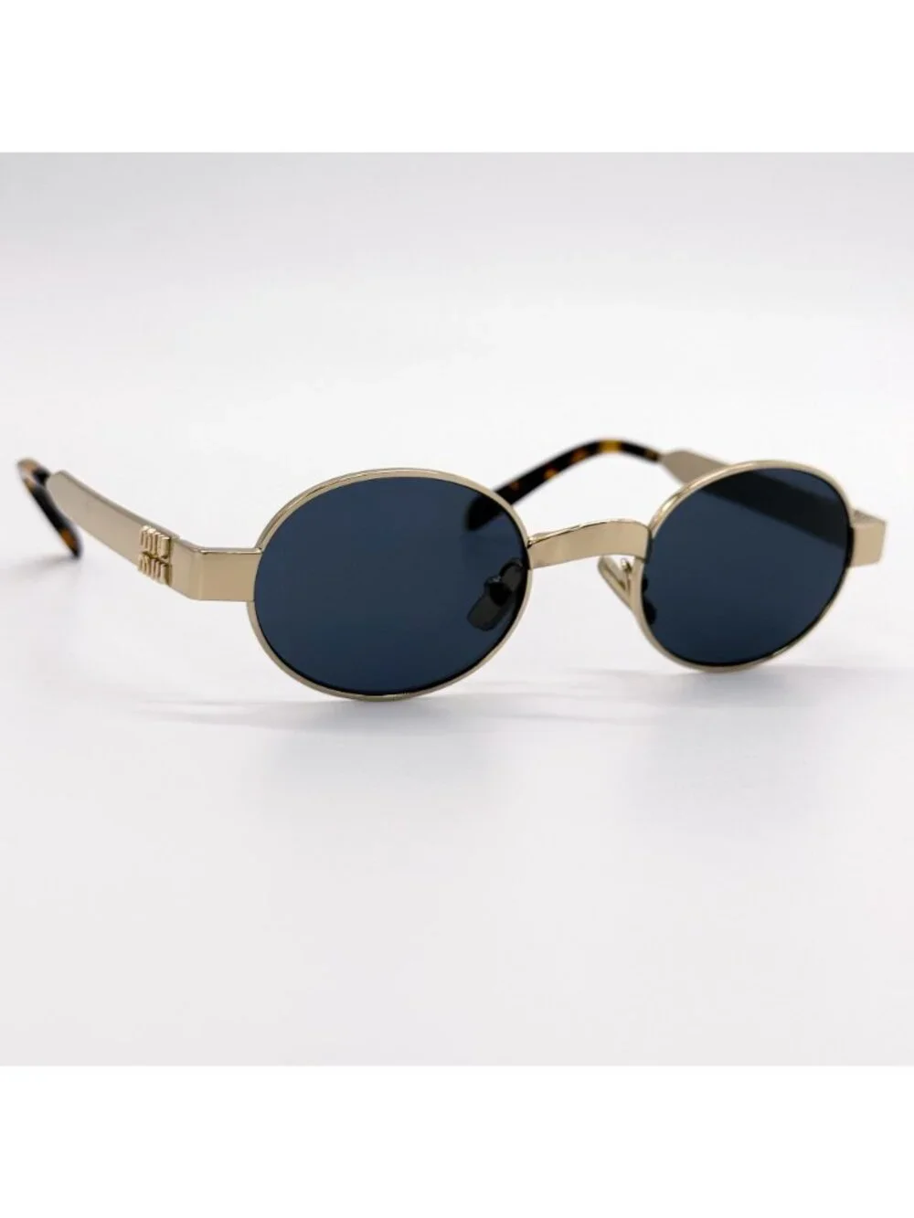 New Miu Miu MUB51S ZVN70B Gold Gray Women Round Sunglasses SMU B51